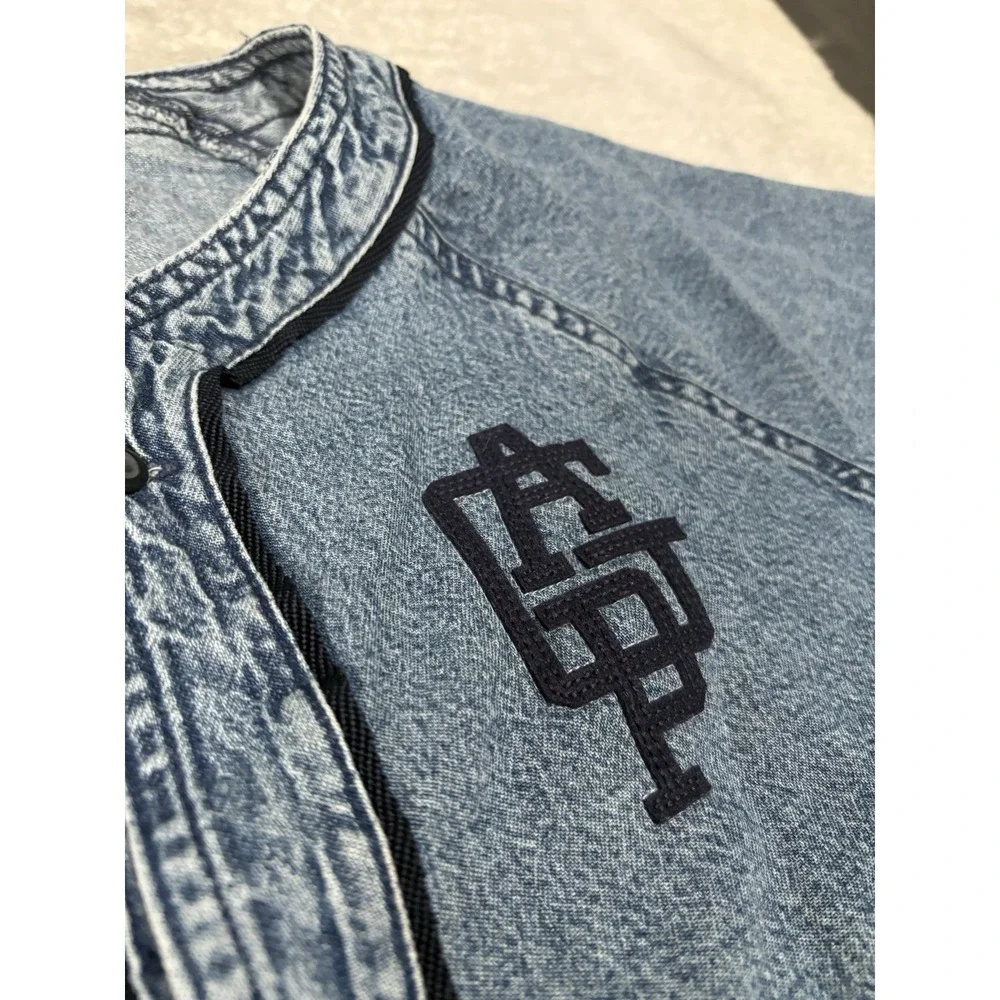 Gap Boys XL Button Blue Denim Baseball Jersey‎ Top Shirt